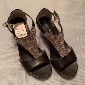 Andrew Geller black with bling sandals. Size 5.5